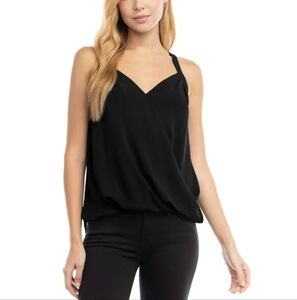 Wishlist Apparel Black Surplice V Neck Tank Top Size Small